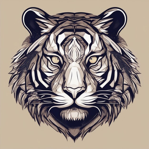 Intrincado logotipo de tigre fractal Mezcla única de arte y marca