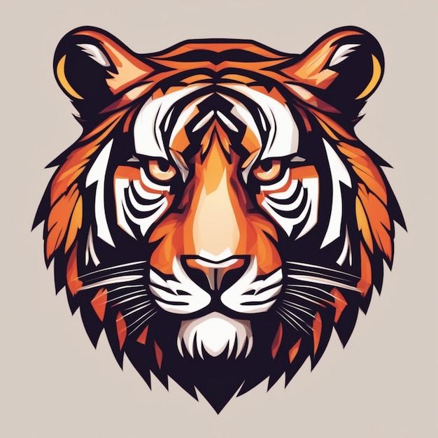 Intrincado logotipo de tigre fractal Mezcla única de arte y marca