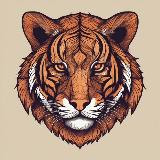 Foto intrincado logotipo de tigre fractal mezcla única de arte y marca