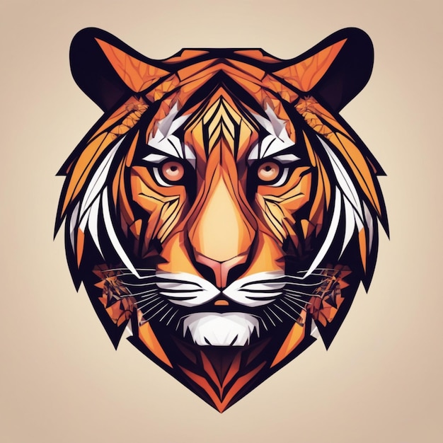 Intrincado logotipo de tigre fractal Mezcla única de arte y marca