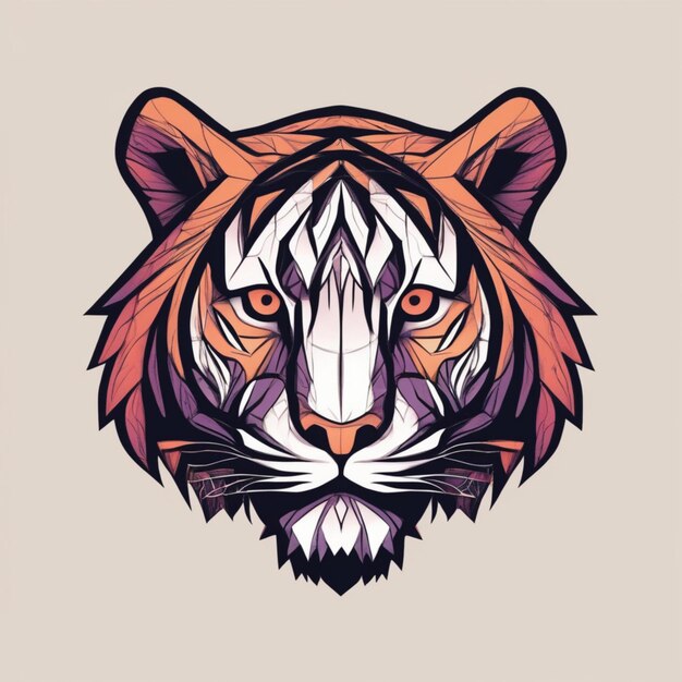 Intrincado logotipo de tigre fractal Mezcla única de arte y marca