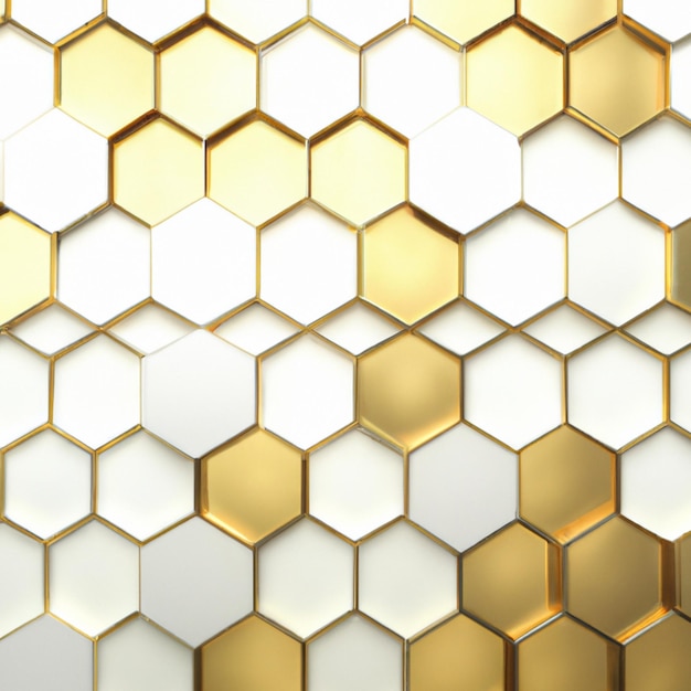Intrincado patrón de panal hexagonal dorado y blanco Diseño sin costuras
