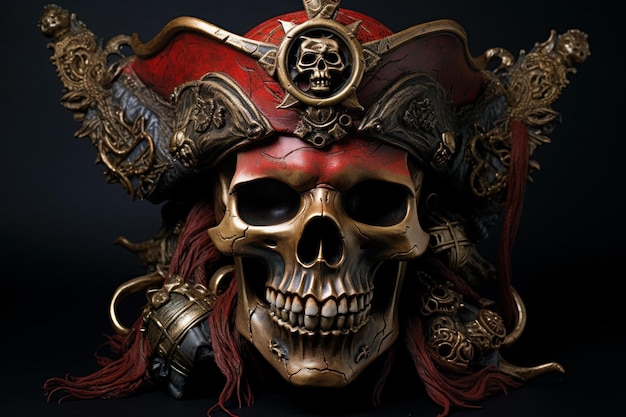 Foto el intrincado pirata de la calavera 3d genera ai