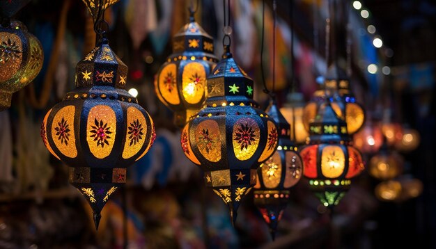 los intrincados diseños de linternas y decoraciones específicas del Ramadán