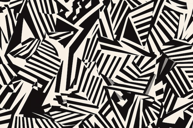 Los intrincados patrones geométricos en blanco y negro inspiran expresiones artísticas modernas IA generativa