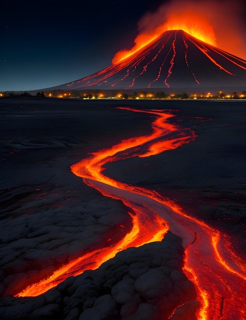 Foto inundación de lava