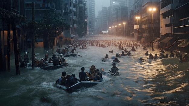 Las inundaciones abruman la ciudad obligando a la evacuación masiva