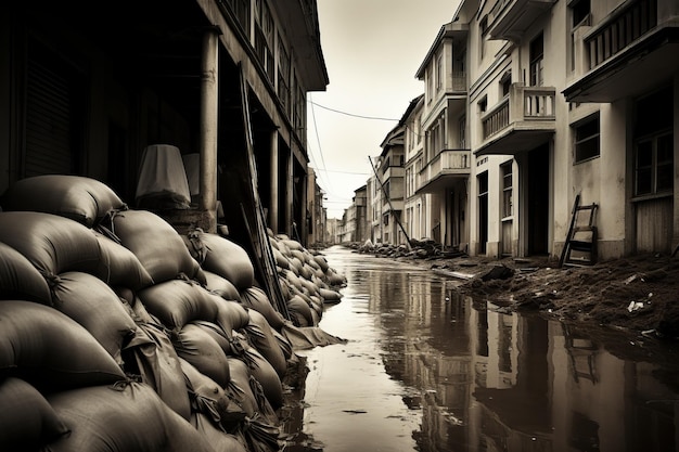 Inundaciones en las calles de una ciudad