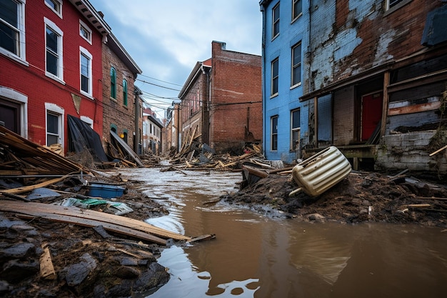 Foto inundações em áreas urbanas exacerbadas pelas alterações climáticas