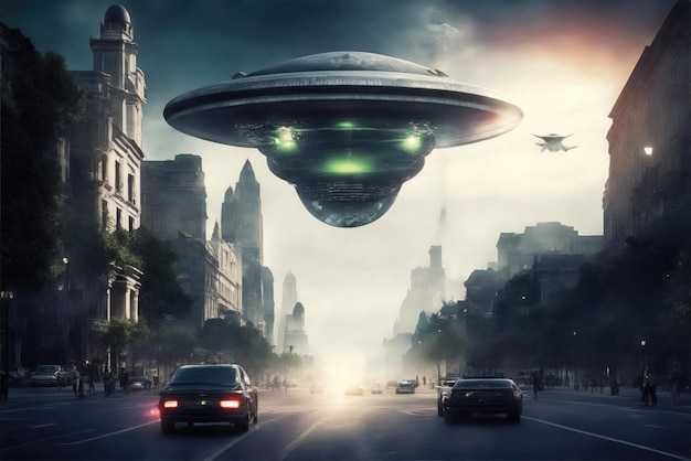 Invasão alienígena de uma metrópole gerada por IA