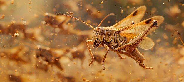 Invasion von Heuschrecken in seinem natürlichen Lebensraum unter Grasblättern