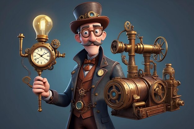 Inventor Steampunk Ilustração de personagens de desenho animado