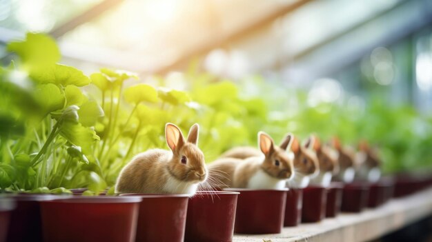 En un invernadero, la tecnología hidropónica se utiliza para cultivar verduras y hierbas ricas en nutrientes para