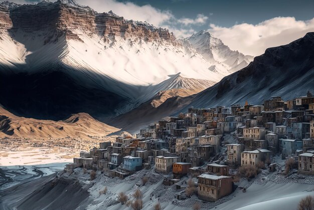 Inverno no Vale de Spiti, como visto em uma imagem horizontal