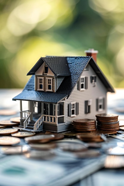 Inversión en concepto de bienes raíces con casa en dinero