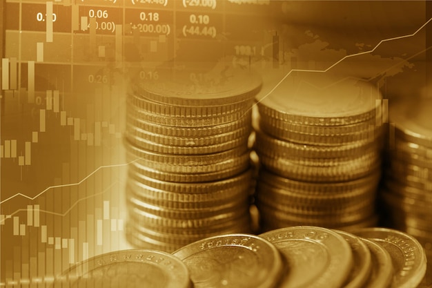 Inversión en el mercado de valores que negocia moneda financiera y gráfico gráfico o Forex para analizar el fondo de datos de tendencias comerciales de finanzas de ganancias