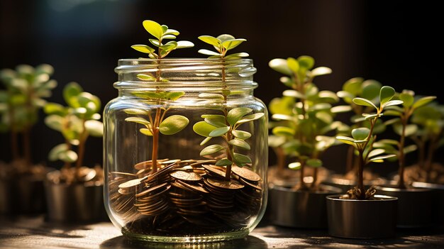 Foto invertir dinero en plantas en frascos