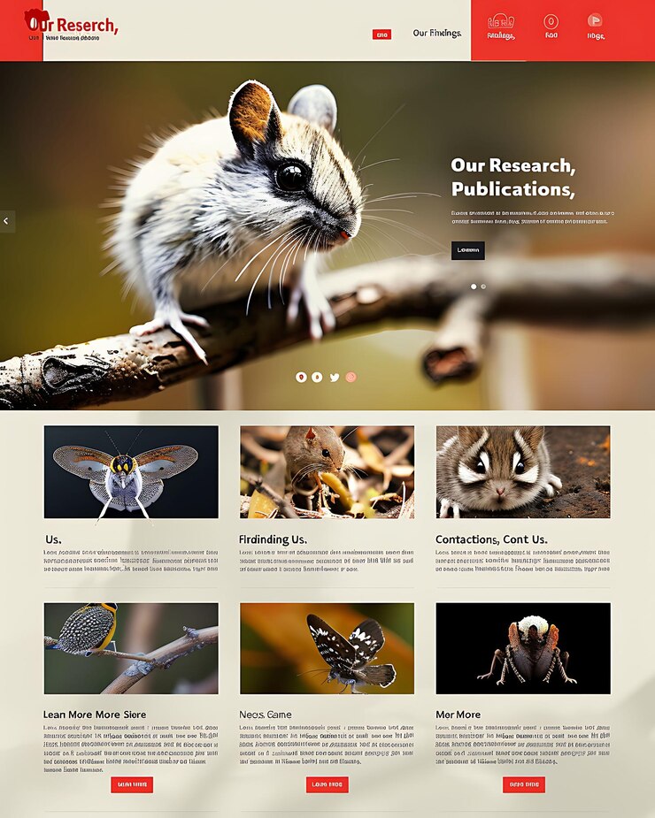 Foto investigación animal con efecto de texto activado por scroll coo moderno animales silvestres y mascotas idea de diseño web
