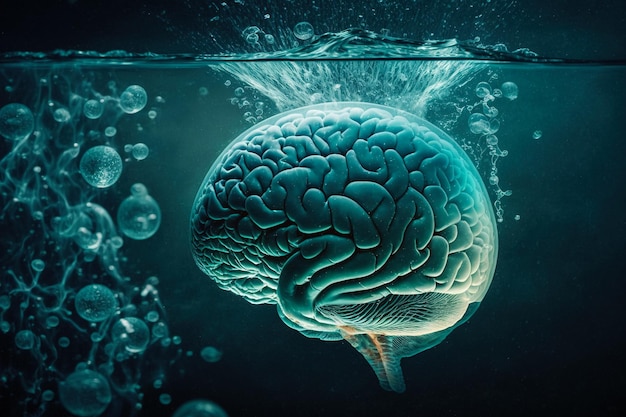 Investigación del cerebro humano sumergido en IA generativa de agua fría