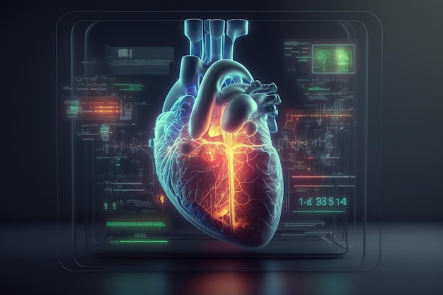 Investigación de medicina del corazón humano Ilustración generativa de IA