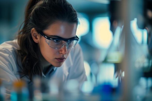 Investigador concentrado trabajando en soluciones innovadoras en el laboratorio científico