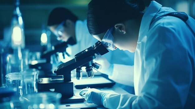 investigadores profesionales de la salud que trabajan en la vida del laboratorio de ciencias médicas