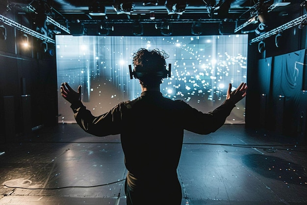 Foto investigar o impacto dos dispositivos de realidade virtual na ia generativa de storytelli