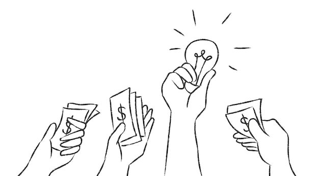 Investimento PNG doodle adesivo desenhado à mão dinheiro para ideia
