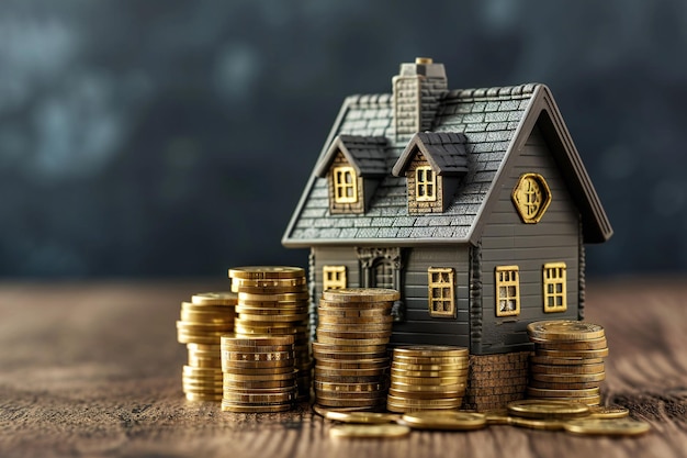 Investition in Immobilienkonzept mit Haus auf Geld