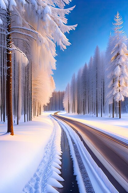 invierno árbol camino nieve coche nevado navidad callejón camino campo bosque fondo scener