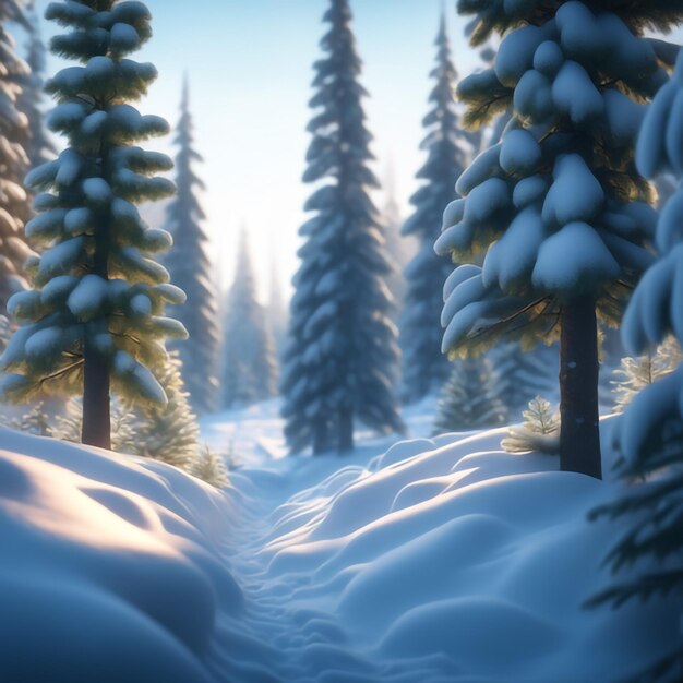 Foto invierno bosque oscuro paisaje nevado con abetos fondo de invierno