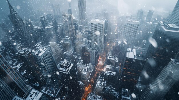 Foto los inviernos abrazan las nevadas sobre los cañones urbanos