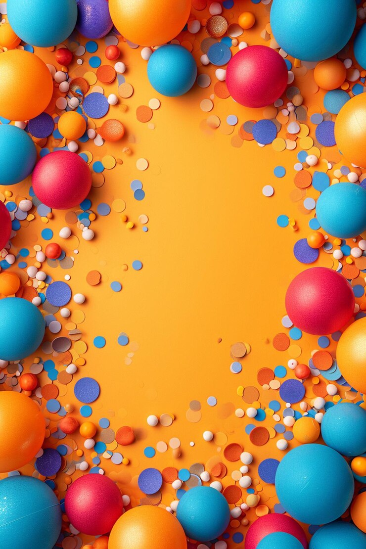 una invitación en 3D con círculos de colores escasos en el tema de Holi