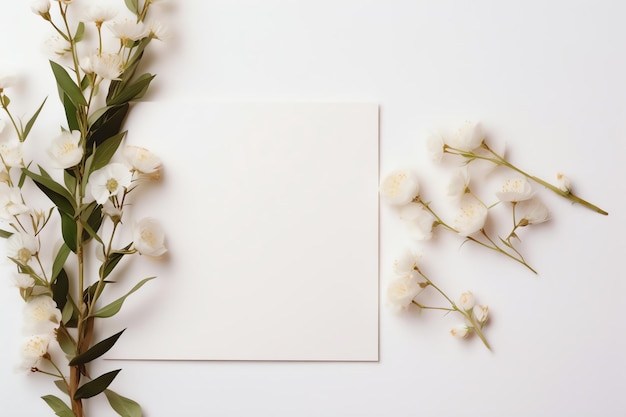 invitación de boda en blanco con fondo blanco maqueta de estilo minimalista romántico maqueta de estilo vintage en blanco