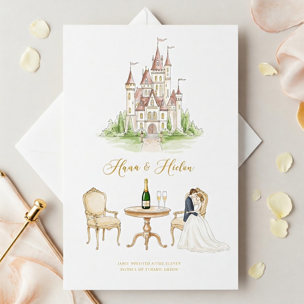 Invitación de boda de cuento de hadas