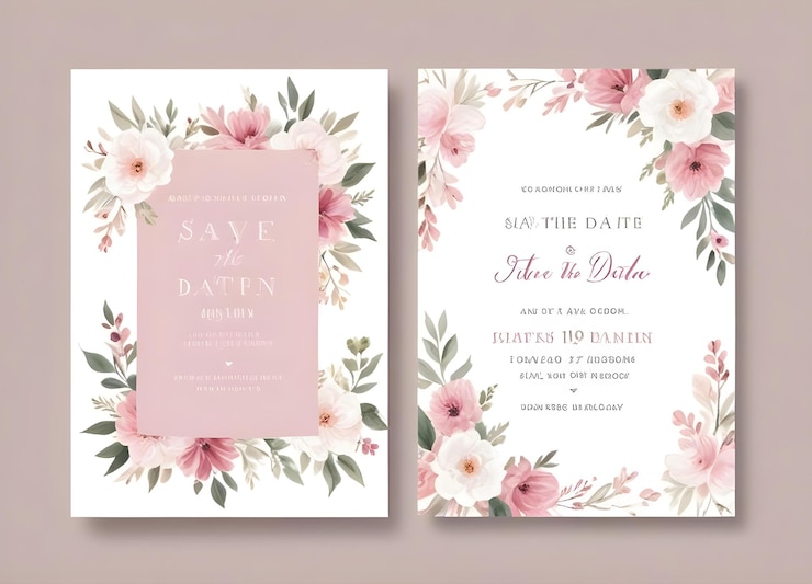 Foto una invitación de boda con flores rosas y una cinta rosada