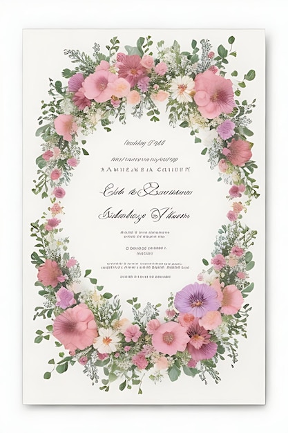 Invitación de boda hermosa corona floral