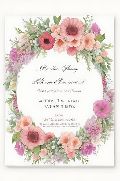 Invitación de boda hermosa corona floral