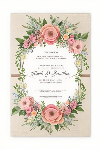 Foto invitación de boda hermosa corona floral