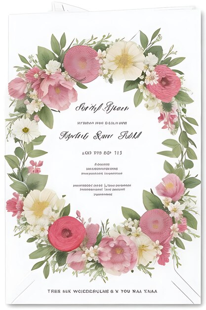 Invitación de boda hermosa corona floral