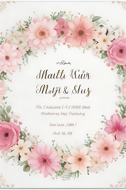 Invitación de boda hermosa corona floral