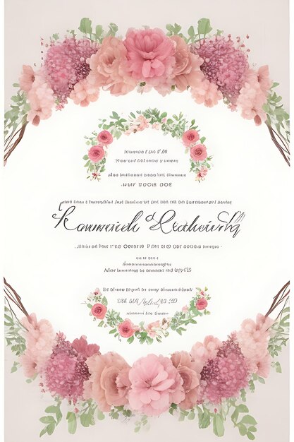 Invitación de boda hermosa corona floral