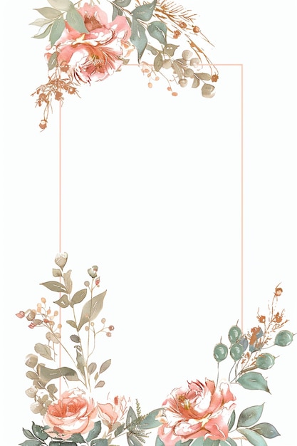 Invitación de boda Marcos flores florales flores botánicas romance amor