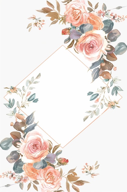 Invitación de boda Marcos flores florales flores botánicas romance amor