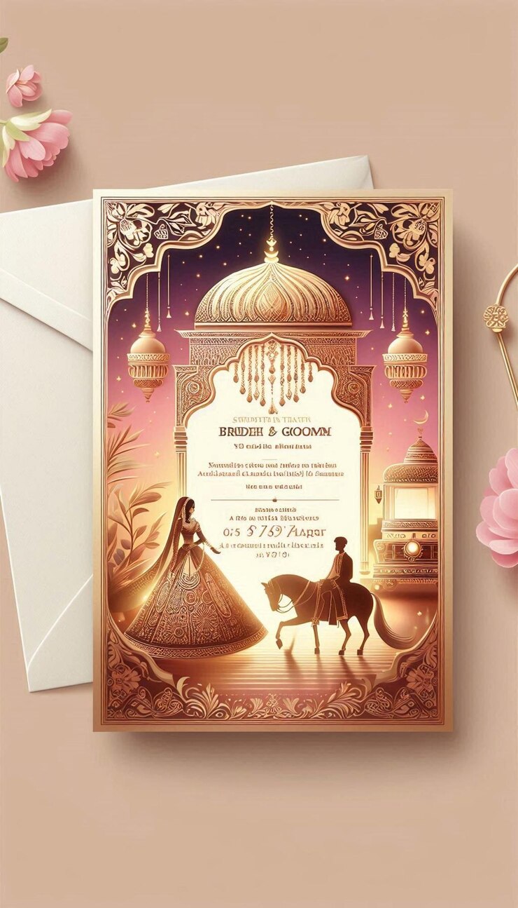 una invitación de boda para la novia y el novio