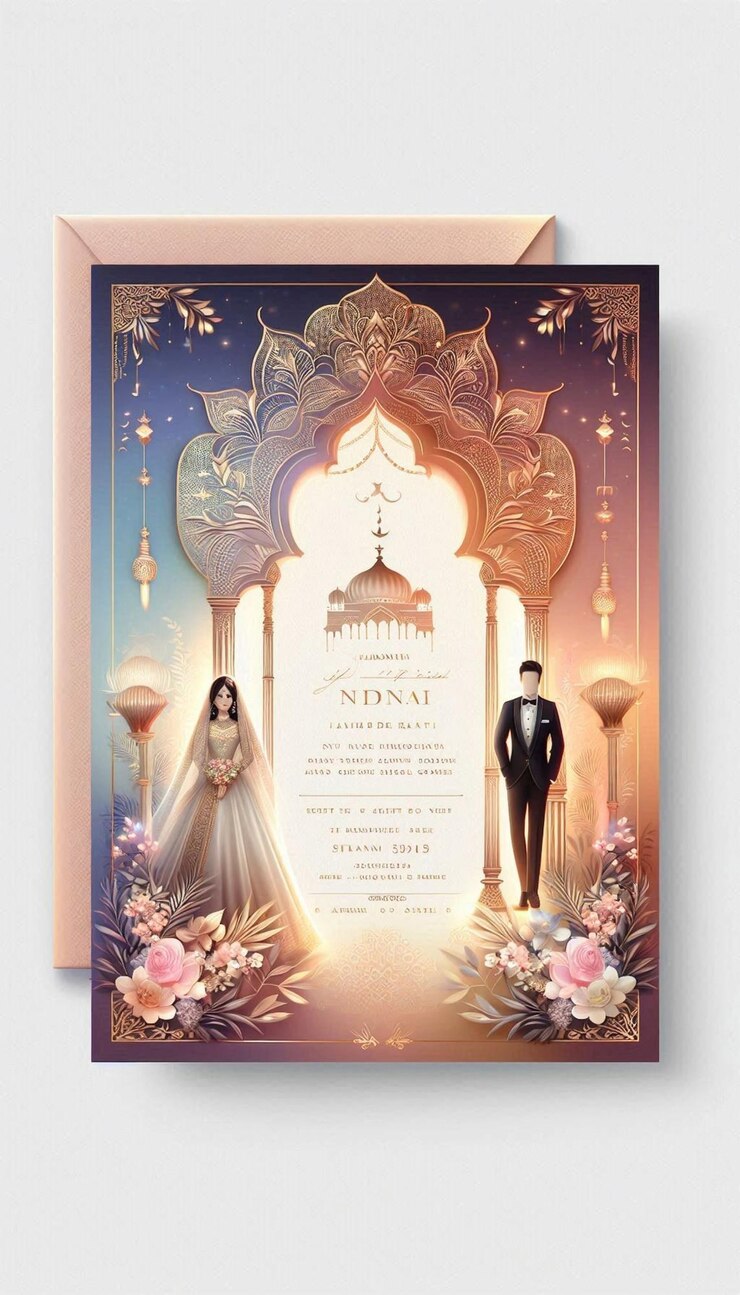 una invitación de boda para la novia y el novio