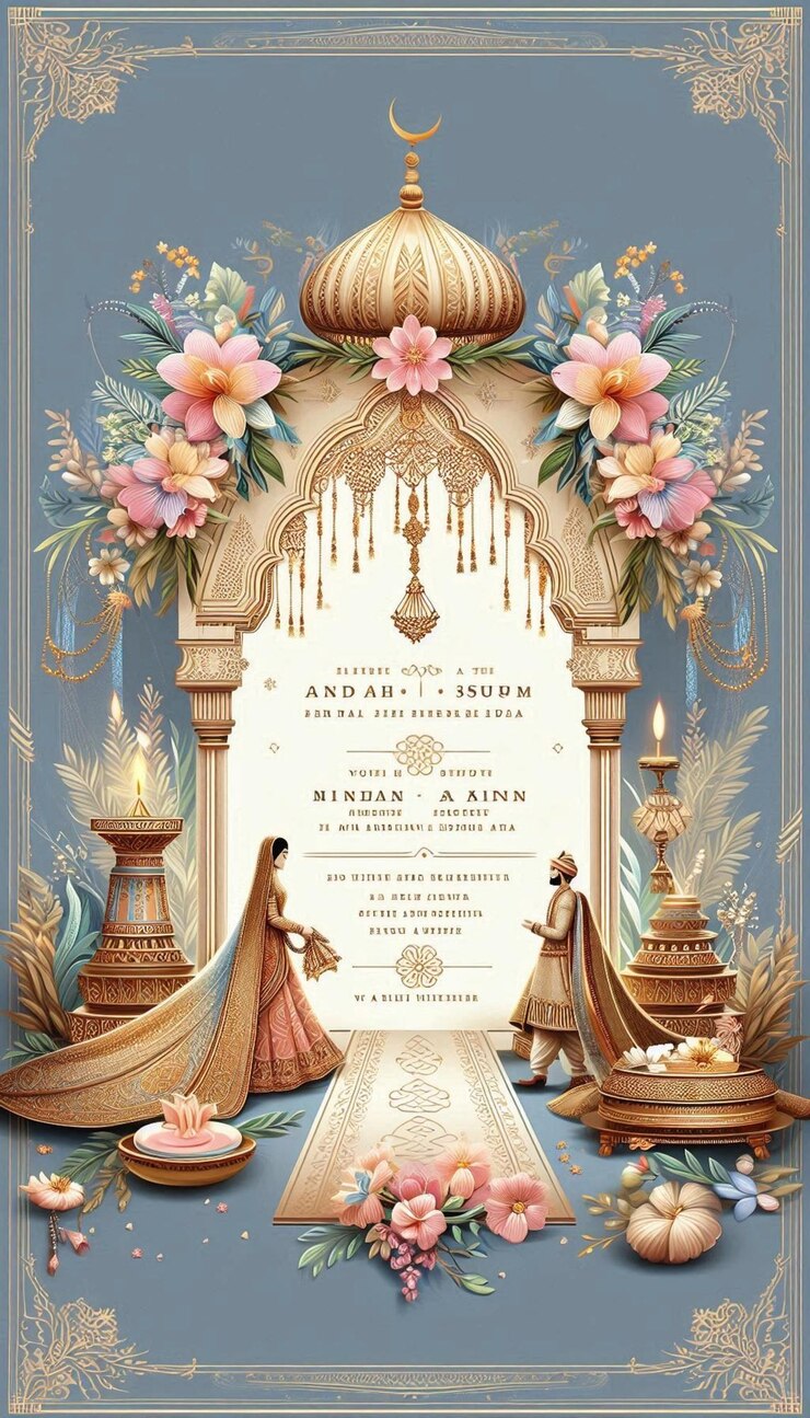 una invitación de boda para la novia y el novio