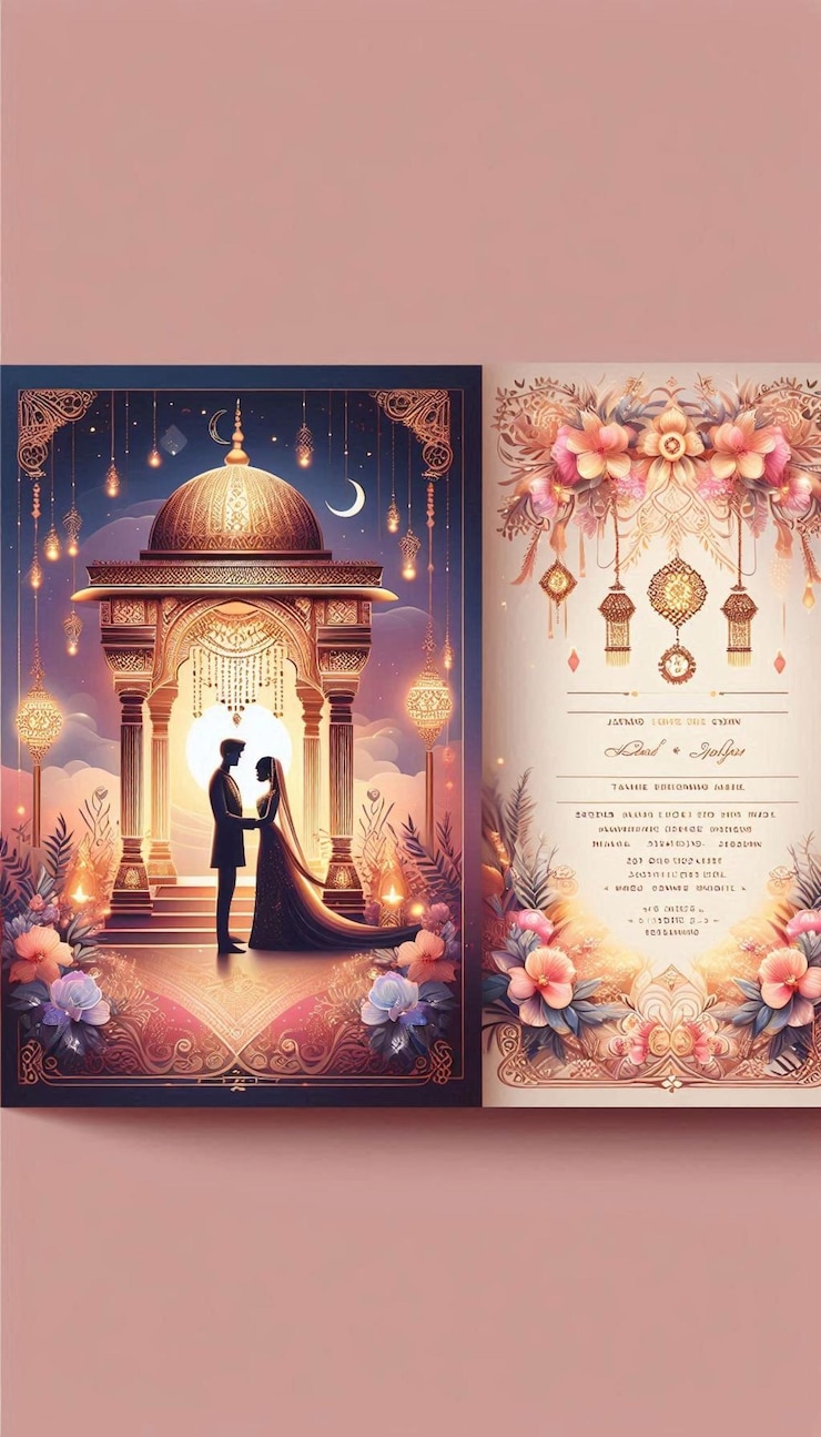 una invitación de boda para la novia y el novio