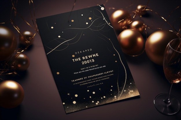 Invitación elegante y moderna para la fiesta de Año Nuevo con 00707 03