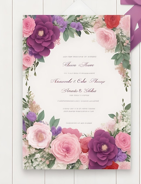 Invitación floral elegante de la boda de la guirnalda